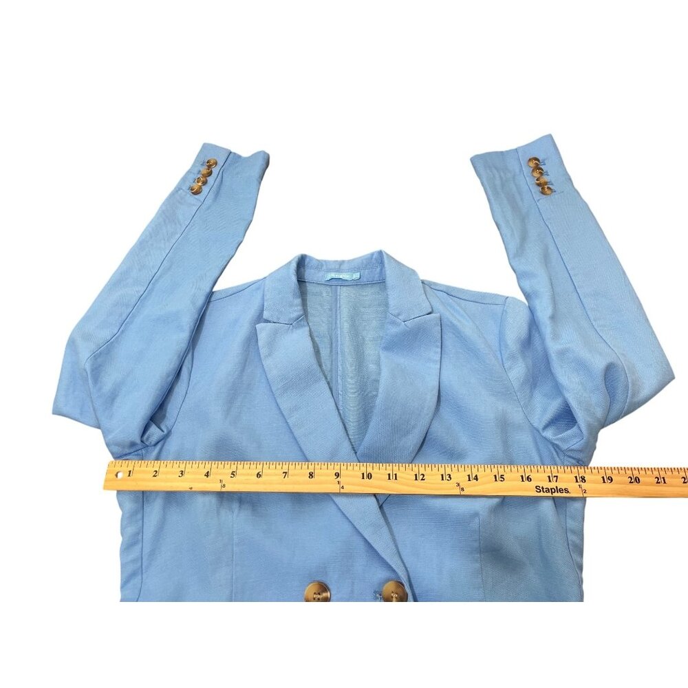 J. McLaughlin Womens Double-Breasted Blazer Size 2 Light Blue Linen Blend NEW - Picture 8 of 8